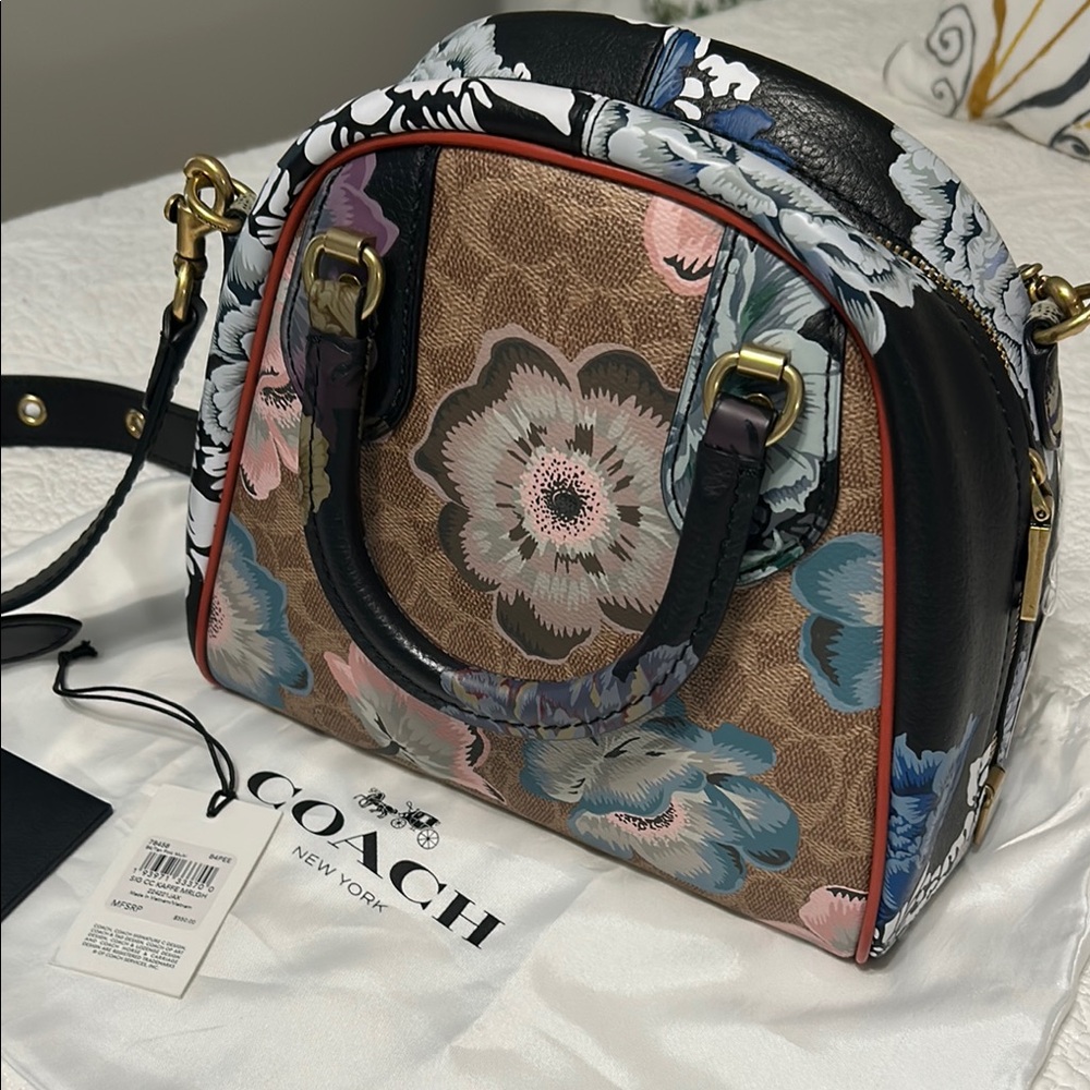 Coach Black and Brown Satchel with Artistic Design